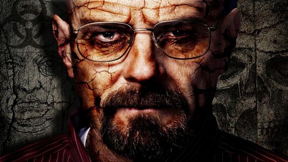 Обои на рабочий стол Потрескавшееся лицо актера Bryan Cranston / Брайана Крэнстона, сыгравшего Mr. White / Мистера Уайта в сериале Во все тяжкие / Breaking Bad