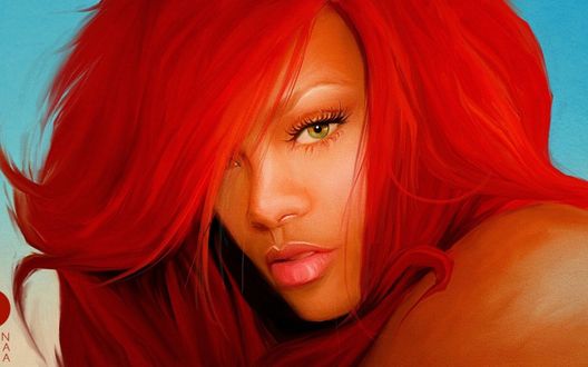 Обои на рабочий стол Певица Rihanna / Рианна, художник John Aslarona / Джон Асларона