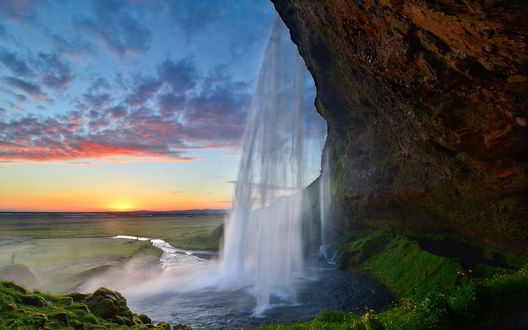 Обои на рабочий стол Водопад Селйяландсфосс / Seljalandsfoss, Исландия / Iceland