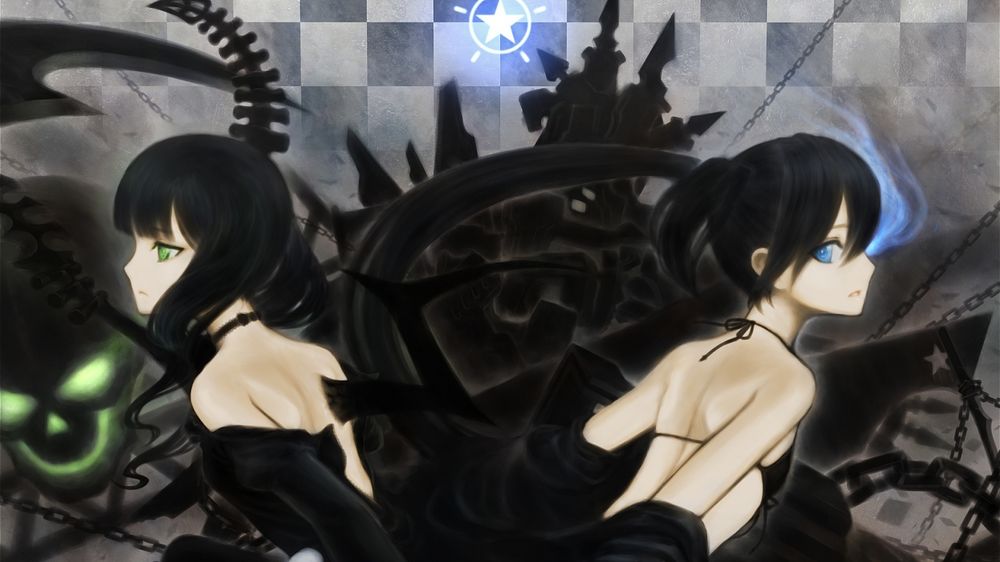 Обои для рабочего стола Две девушки из аниме Стрелок с черной скалы / Black Rock Shooter