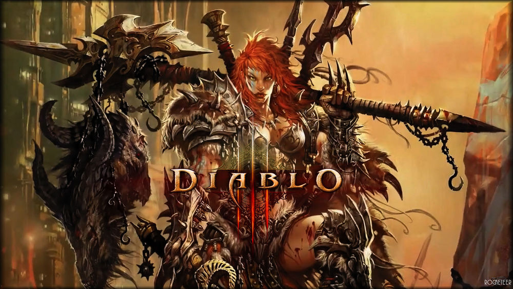 Обои для рабочего стола Девушка-варвар / Barbarian, арт к игре Diablo 3