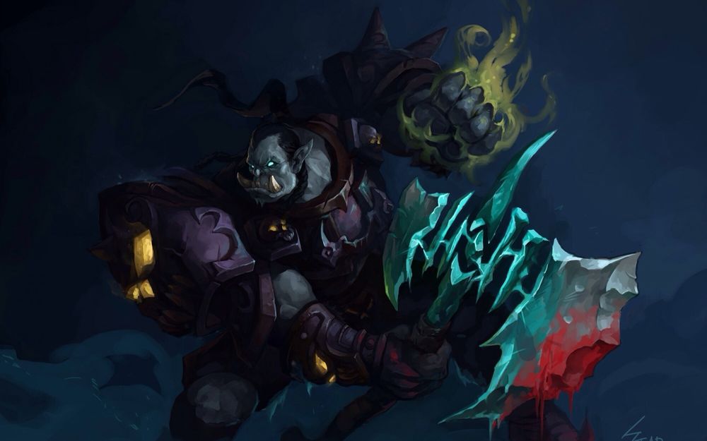 Обои для рабочего стола Орк-рыцарь смерти / Orc Death knight, арт к игре World Of Warcraft