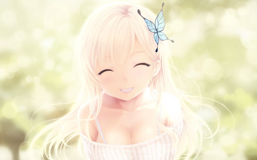 Обои на рабочий стол Сэна Касивадзаки / Sena Kashiwazaki улыбается, из аниме У меня мало друзей / Boku wa Tomodachi ga Sukunai, art by Cait