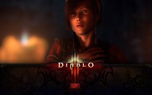 Обои на рабочий стол Лия / Leah задумчиво смотрит куда то, арт к игре Diablo 3, Blizzard Entertainment