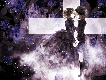 Обои на рабочий стол Вокалоиды Рин и Лен Кагамине / Vocaloid Rin & Len Kagamine, art by hana (mew)