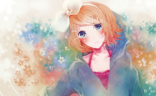 Обои на рабочий стол Вокалоид Кагамине Рин / Vocaloid Kagamine Rin, art by chizu