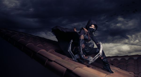 Обои на рабочий стол Девушка в образе главного героя Гаррета из игры Thief