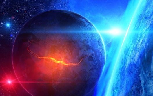 Обои на рабочий стол Космос, разлом планеты