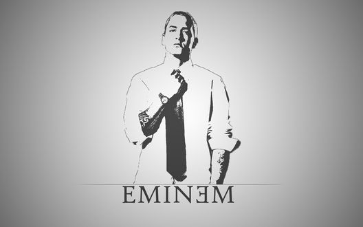 Обои на рабочий стол Репер Эминем / Eminem на сером фоне