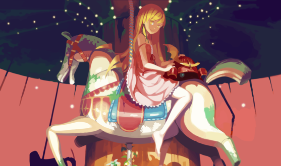 Обои на рабочий стол Oshino Shinobu / Синобу Осино из аниме Bakemonogatari / Истории монстров, art by vofan