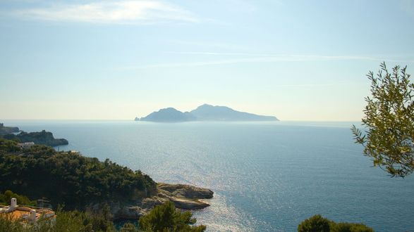 Обои на рабочий стол Вид с острова Санторини, Греция / Santorini, Greece