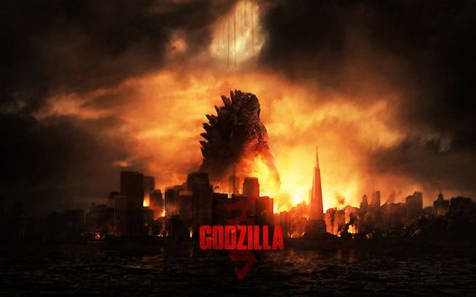 Обои на рабочий стол Постер к фильму Годзилла / Godzilla, режиссер Гарет Эдвардс / Gareth Edwards