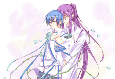 Обои на рабочий стол Vocaloid Kaito Shion / Вокалоид Кайто Шион и Vocaloid Kamui Gakupo / Вокалоид Камуй Гакупо, art by Mibu