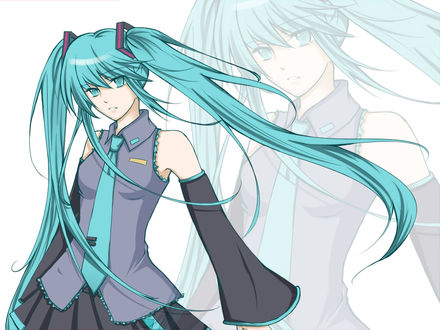 Обои на рабочий стол Vocaloid Hatsune Miku / Вокалоид Хатцуне Мику, art by Mibu