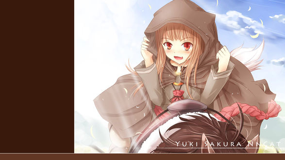 Обои на рабочий стол Horo / Хоро из аниме spice and wolf / Ookami to Koushinryou / Волчица и пряности, art by Nncat