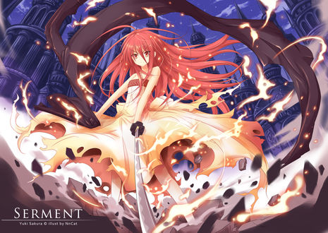 Обои на рабочий стол Shana / Шана из аниме Shakugan no Shana / Жгучий взор Сяны, art by Nncat
