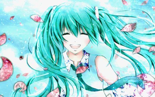 Обои на рабочий стол Vocaloid Hatsune Miku / Вокалоид Хатсуне Мику, art by aonoe
