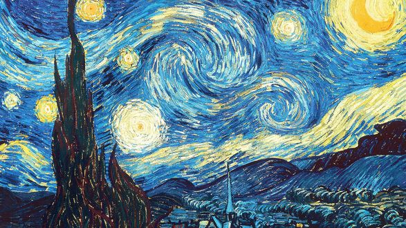 Обои на рабочий стол Звездная ночь, художник Vincent Van Gogh / Винсент Ван Гог