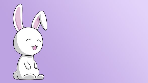 Обои на рабочий стол Счастливый заяц на сиреневом фоне