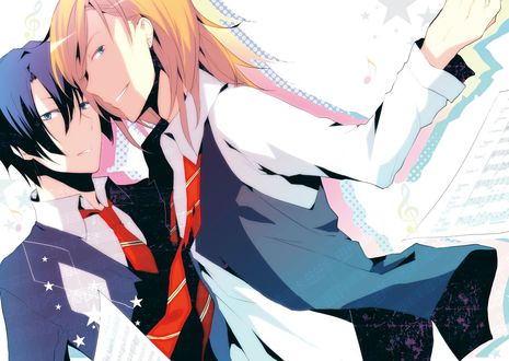 Обои на рабочий стол Hijirikawa Masato / Масато Хидзирикава и Jinguji Ren / Рен Джингуджи из аниме Uta no&;prince-sama&;/Поющий принц, art by Sinba