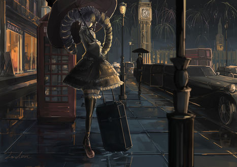 Обои на рабочий стол Селестия Ладенберг / Celestia Ludenberg из игры и аниме Академия отчаяния / Dangan Ronpa, art by qianqian