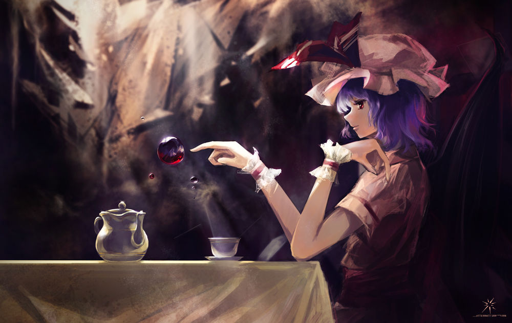 Обои для рабочего стола Remilia Scarlet / Ремилия Скарлет из игры Проект Восток / Touhou Project, art by jq (artist)