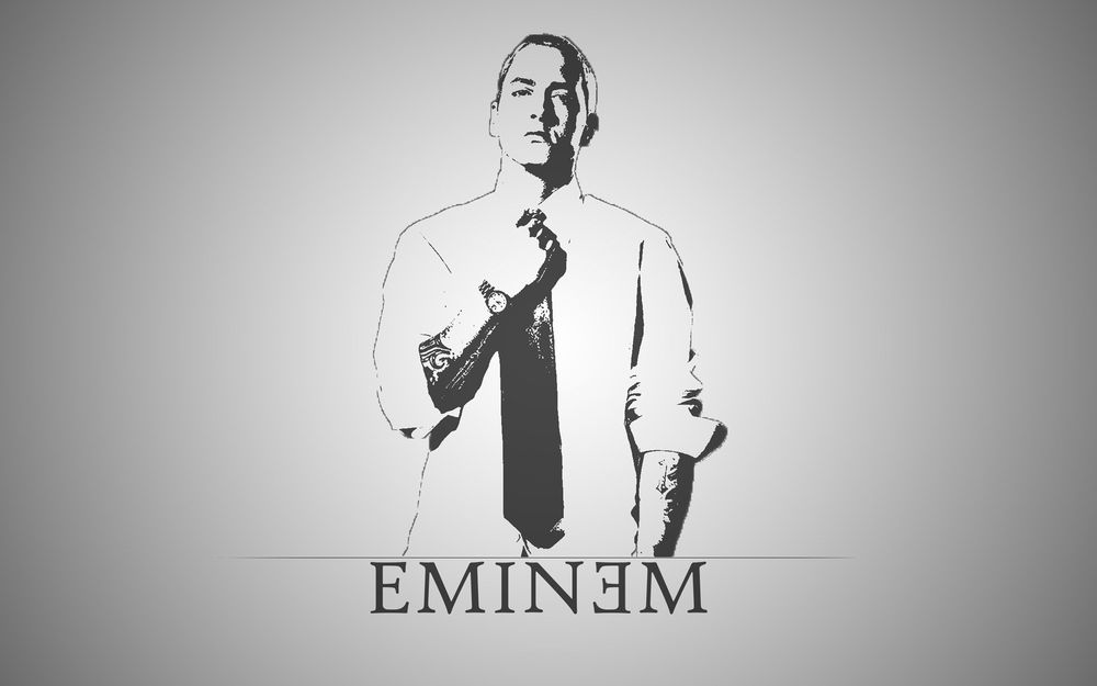 Обои для рабочего стола Репер Эминем / Eminem на сером фоне