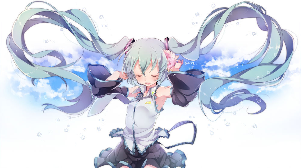 Обои для рабочего стола Vocaloid Hatsune Miku / Вокалоид Хатцуне Мику, art by Umiko (munemiu)