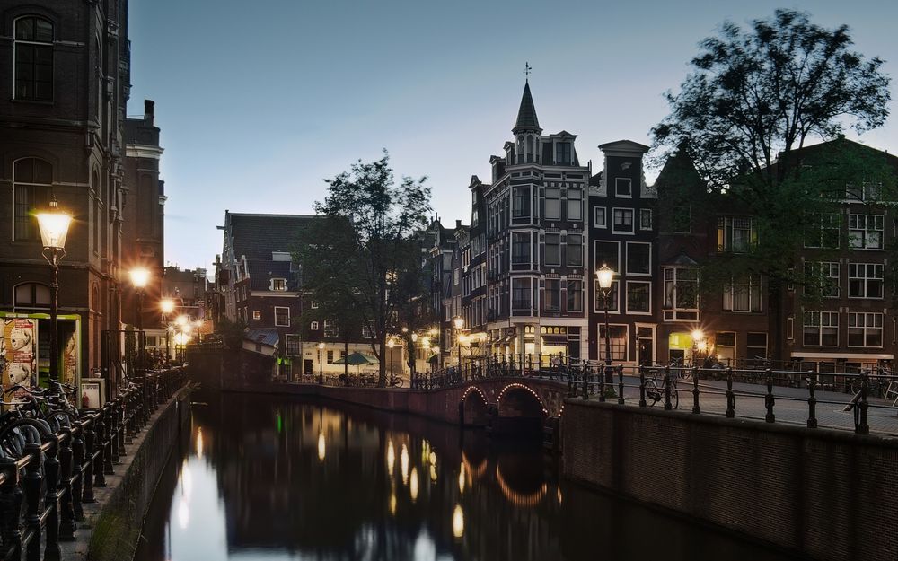 Обои для рабочего стола Вечерние Нидерланды / Nederland, Амстердам / Amsterdam