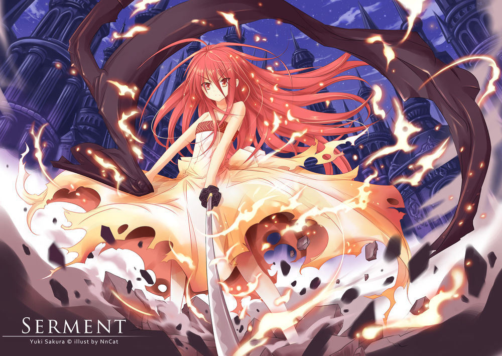 Обои для рабочего стола Shana / Шана из аниме Shakugan no Shana / Жгучий взор Сяны, art by Nncat