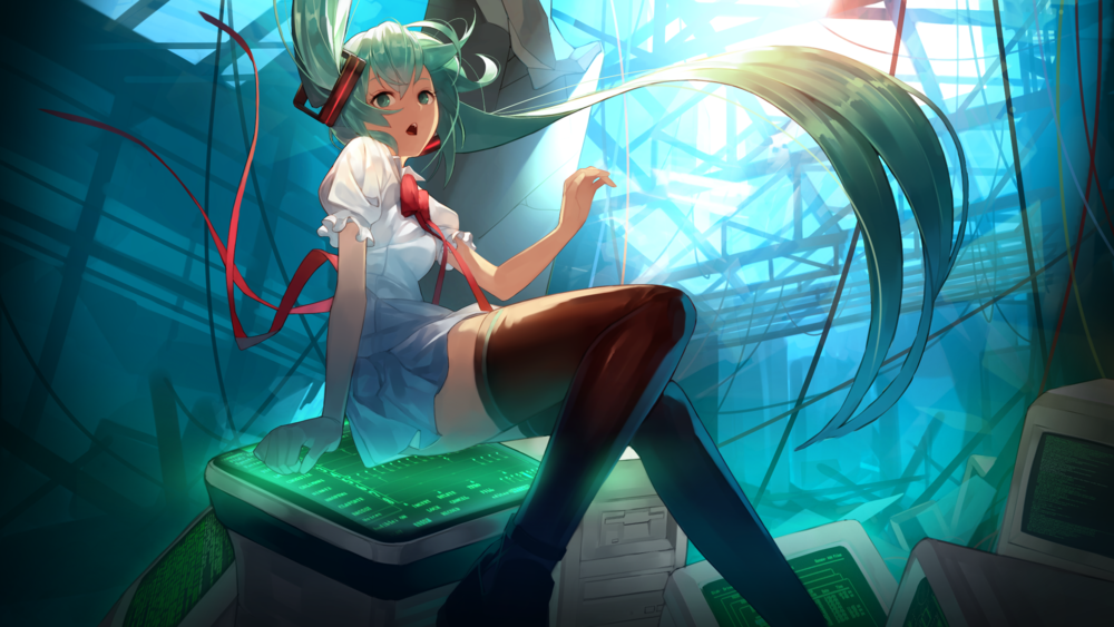 Обои для рабочего стола Vocaloid Miku Hatsune / Вокалоид Мику Хатсуне