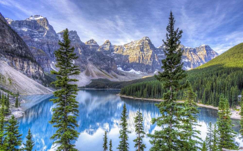 Обои Озеро Морейн, Канада / Moraine, Canada на фоне красивой природы на ... Канада Обои