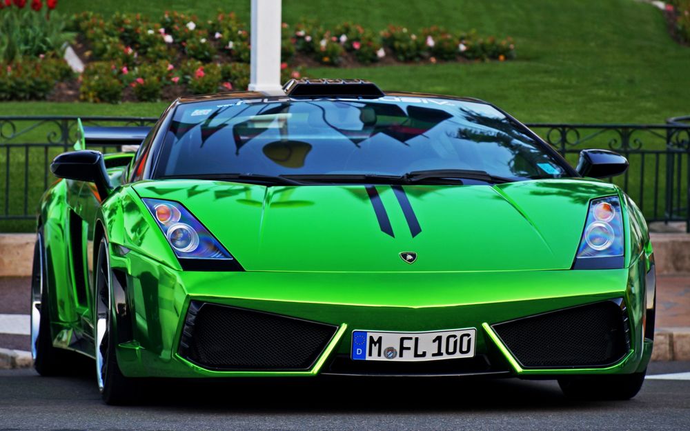 Обои для рабочего стола Lamborghini Gallardo / Ламборгини Гаярдо зеленого цвета