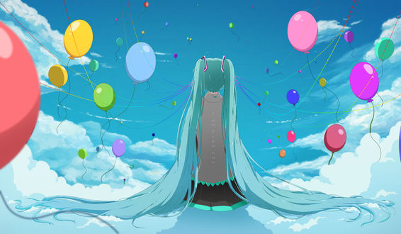 Обои на рабочий стол Vocaloid Hatsune Miku / Вокалоид Хатсуне Мику, art by mashunya-chan (i am free now.)