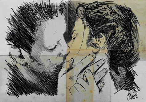 Обои на рабочий стол Целующиеся влюбленные, by Loui Jover