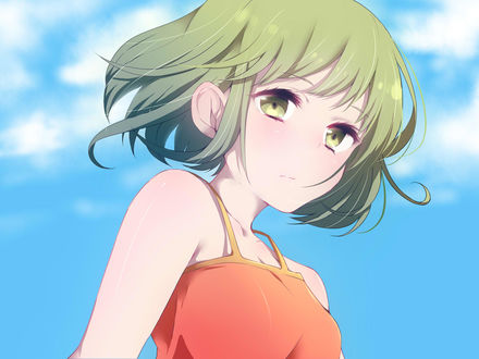 Обои на рабочий стол Плачущая Вокалоид Гуми Мегпоид / Vocaloid Gumi Megpoid, art by hutuu