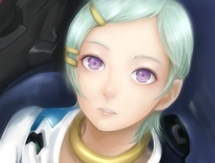 Обои на рабочий стол Eureka / Эврика из аниме Eureka Seven: Psalms of Planets / Эврика 7: Псалмы Планет, art by moekyon