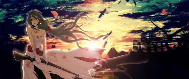 Обои на рабочий стол Vocaloid Hatsune Miku / Вокалоид Хатсуне Мику, art by naoko