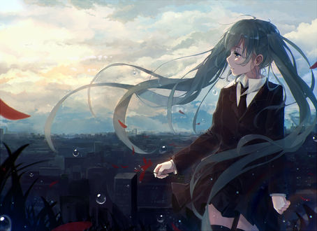 Обои на рабочий стол Vocaloid Miku Hatsune / Вокалоид Мику Хатсуне