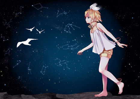Обои на рабочий стол Vocaloid Kagamine Rin / Воколоид Кагамине Рин