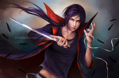Обои на рабочий стол Итачи Учиха / Itachi Uchiha из аниме Наруто / Naruto, art by zetsuai89