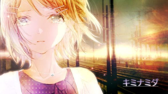 Обои на рабочий стол Плачущая Vocaloid Kagamine Rin / Воколоид Кагамине Рин, art by ebisu kana