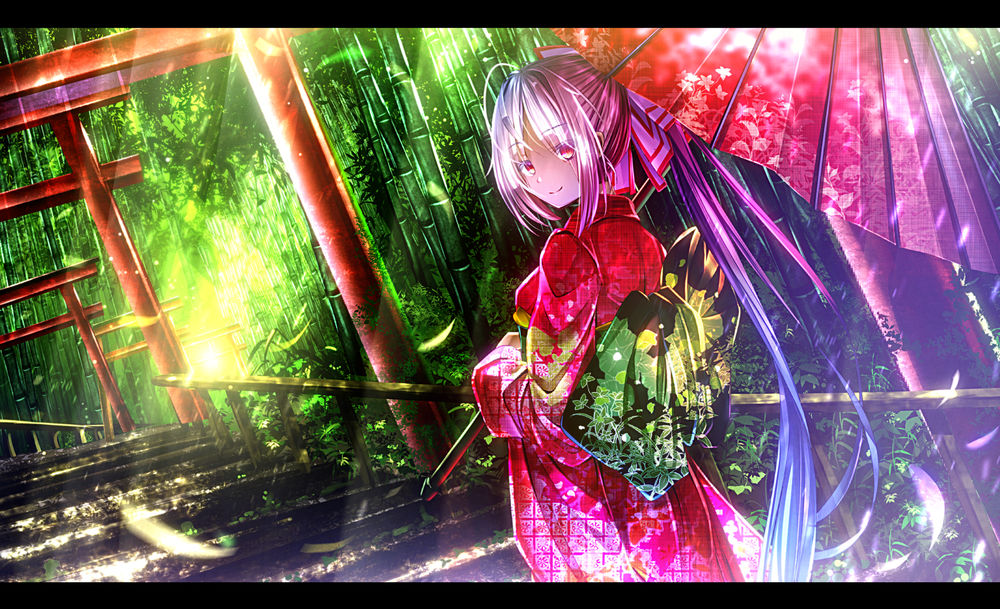 Обои для рабочего стола Fujiwara no Mokou / Фудзивара но Моко из игры Touhou Project / Проект Восток, art by Ryosios