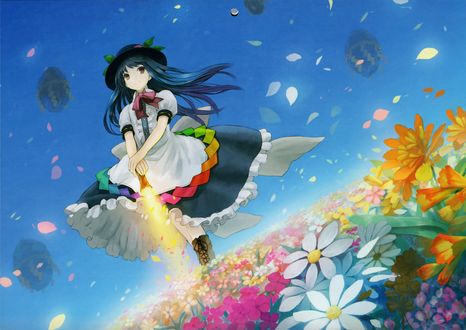 Обои на рабочий стол Тэнси Хинанави / Tenshi Hinanawi из игры Touhou Project / Проект Восток