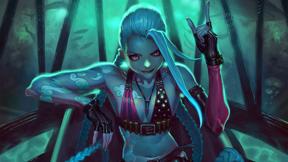 Обои на рабочий стол Jinx / Джинкс, персонаж из игры League of Legends / Лига легенд