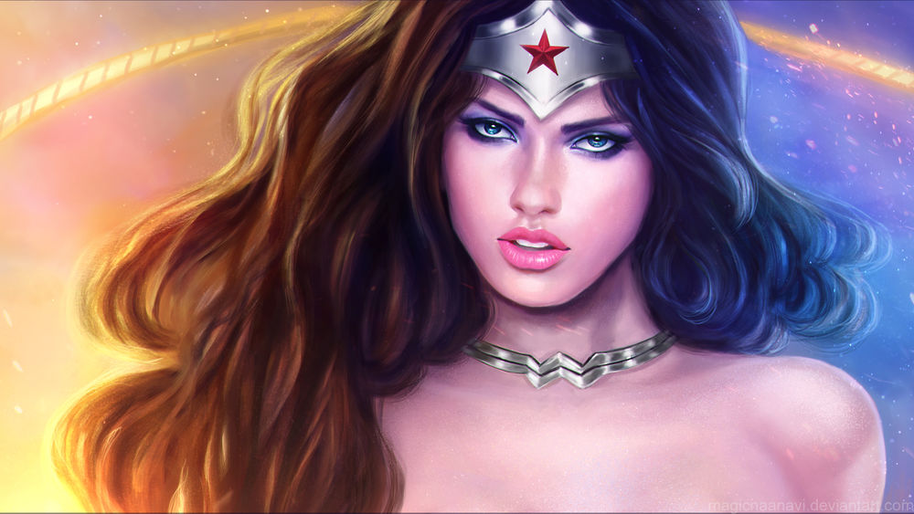 Обои для рабочего стола Чудо-женщина герой / Wonder Woman, срисованная с образа, Адрианы Лимы / Adriana Lima