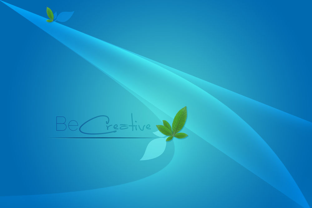 Обои для рабочего стола Бирюзовые линии на голубом фоне и надпись Be Creative