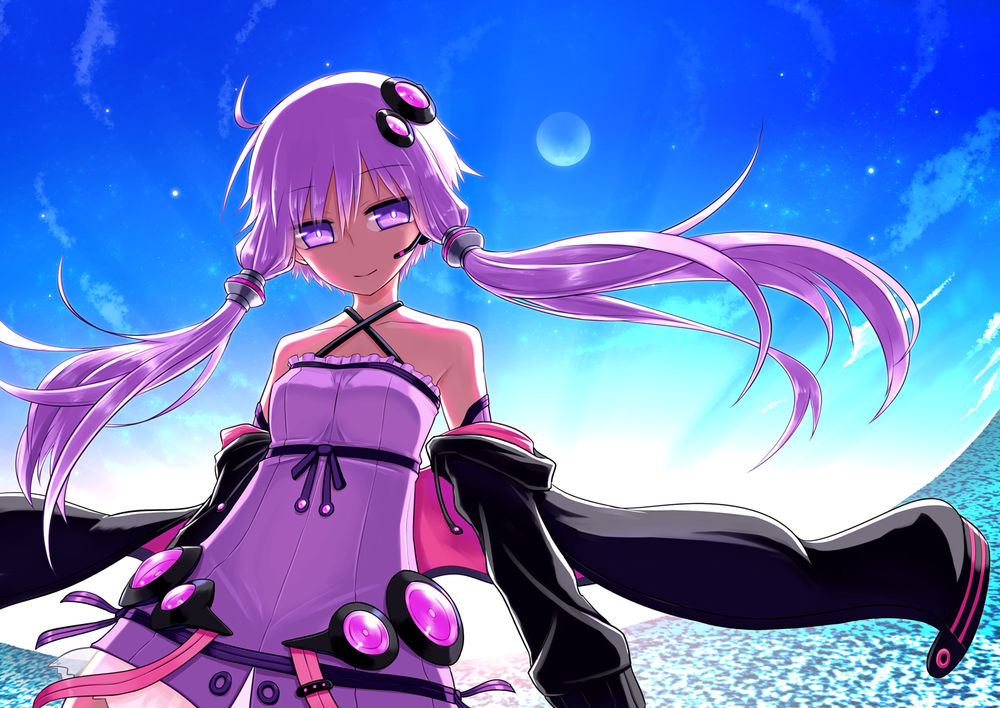 Обои для рабочего стола Vocaloid Yuzuki Yukari / Юзуки Юкари на фоне неба, art by Kurakumo Nue