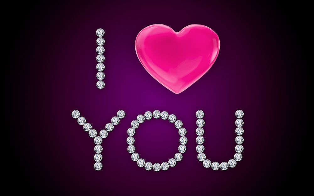 Обои для рабочего стола Надпись из драгоценных камней I love you / Я люблю тебя
