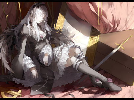 Обои на рабочий стол Suigintou / Суигинто из аниме Rozen Maiden / Девы Розена, art by nine